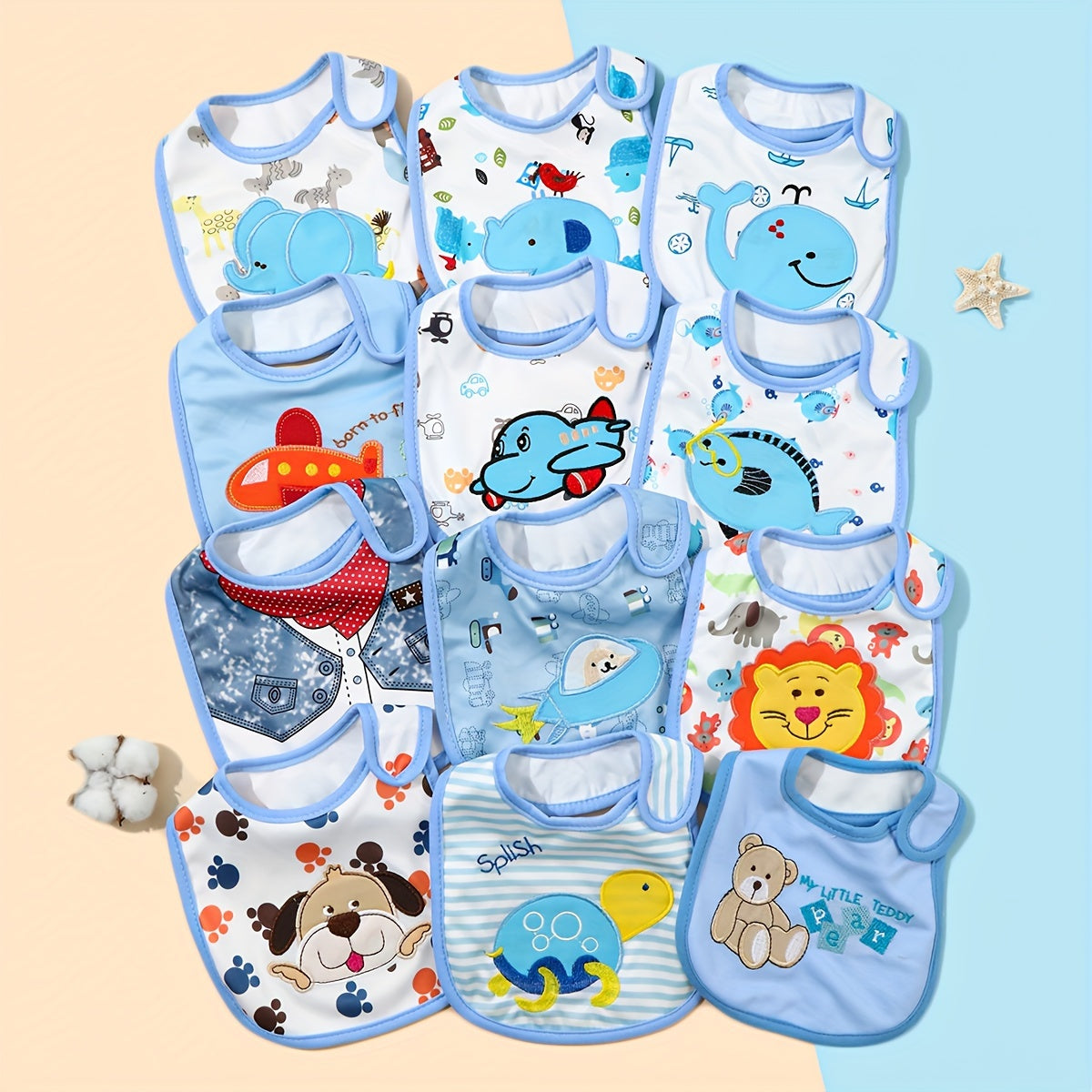 Waterproof Drool Bibs 5-Pack for Infants and Toddlers 0-3 Year