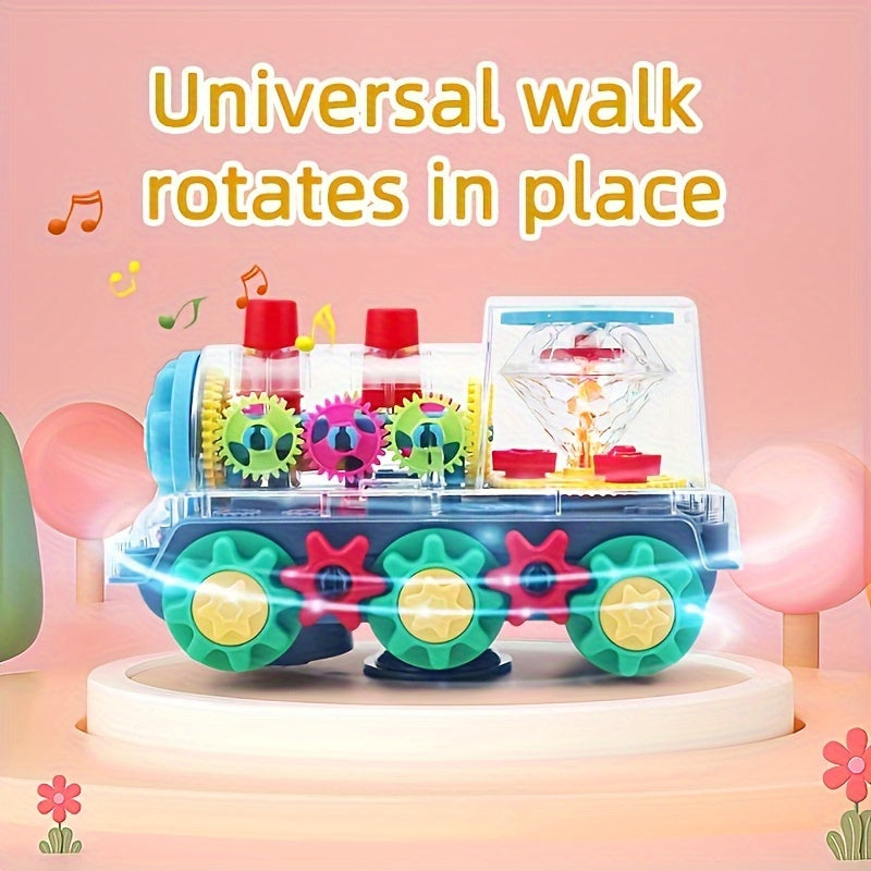 "Magical" Interactive Transparent Train Toy with Lights, Music & 360° Movement