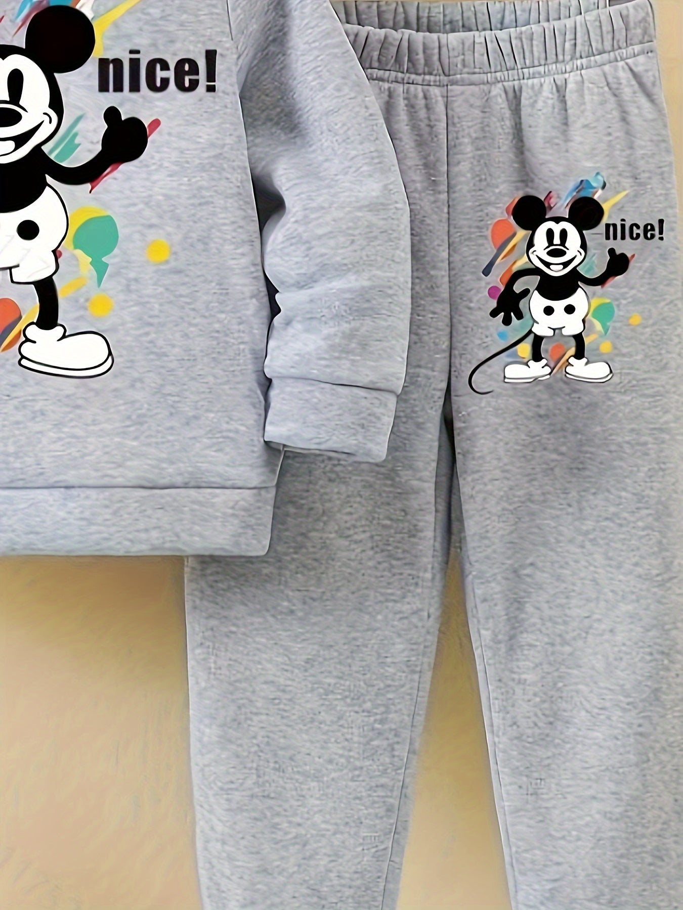 Girls Autumn And Winter New Fashion Cute Sweet Gentle Sports Outdoor Simple Leisure Color Hot Stamping Velvet David Round Neck Long Sleeve Hooded Sweater + Trousers Set