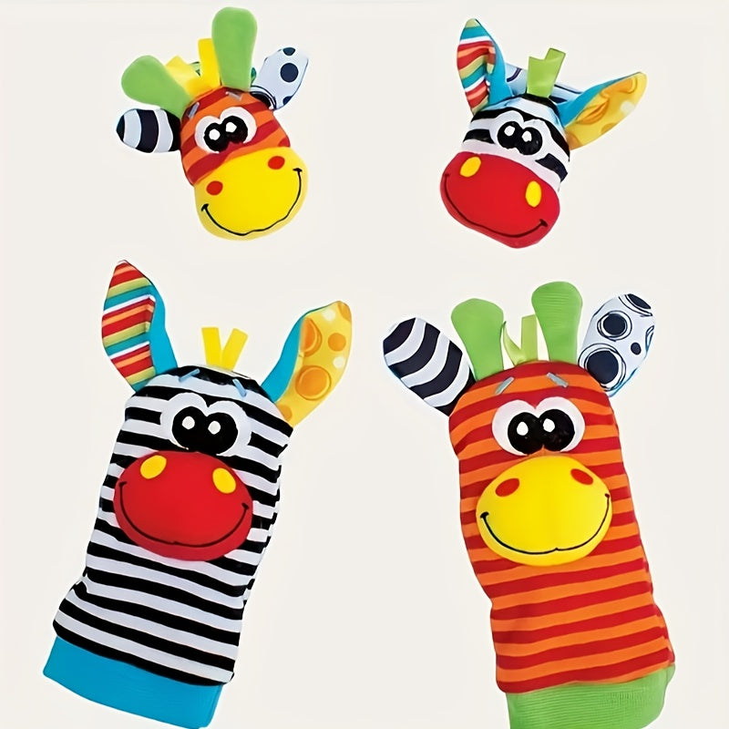 Set Baby Cartoon Animal Wrist Bell Rattle Socks -