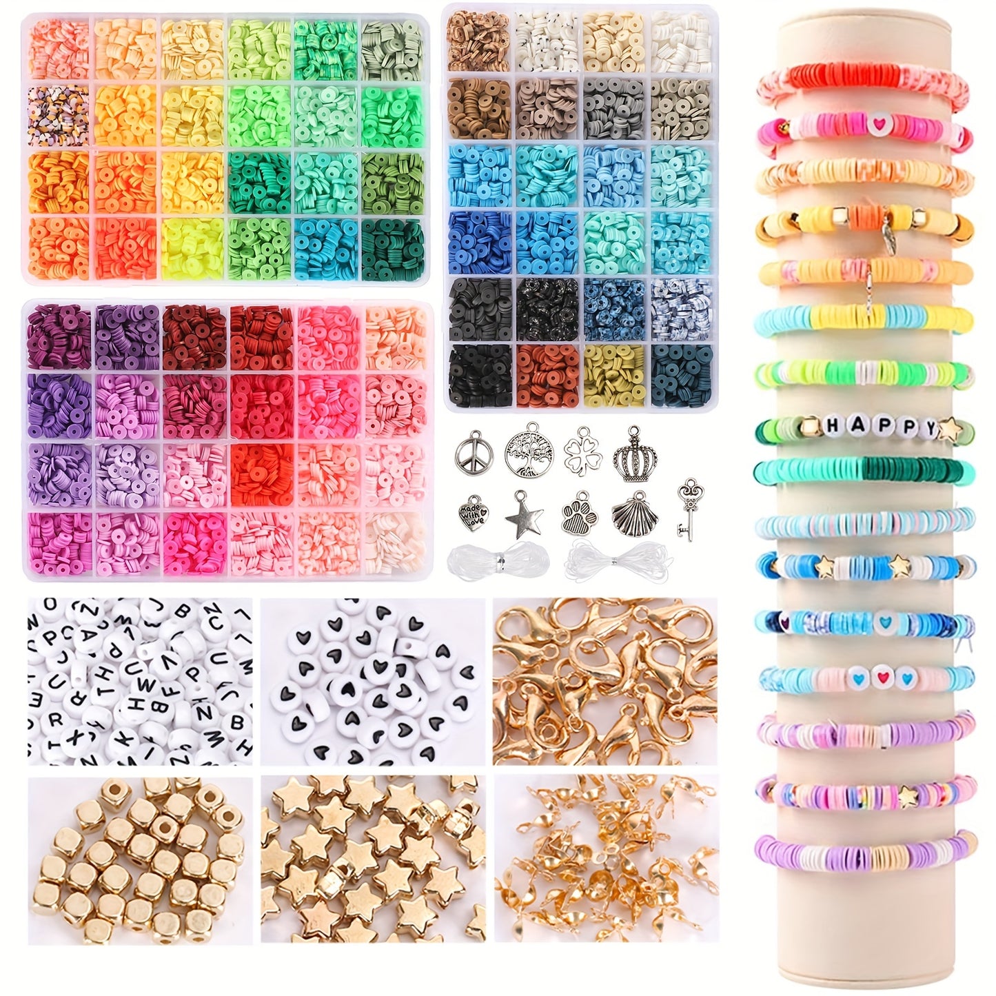 6000pcs/9000pcs Clay Beads Bracelet Making Kit,