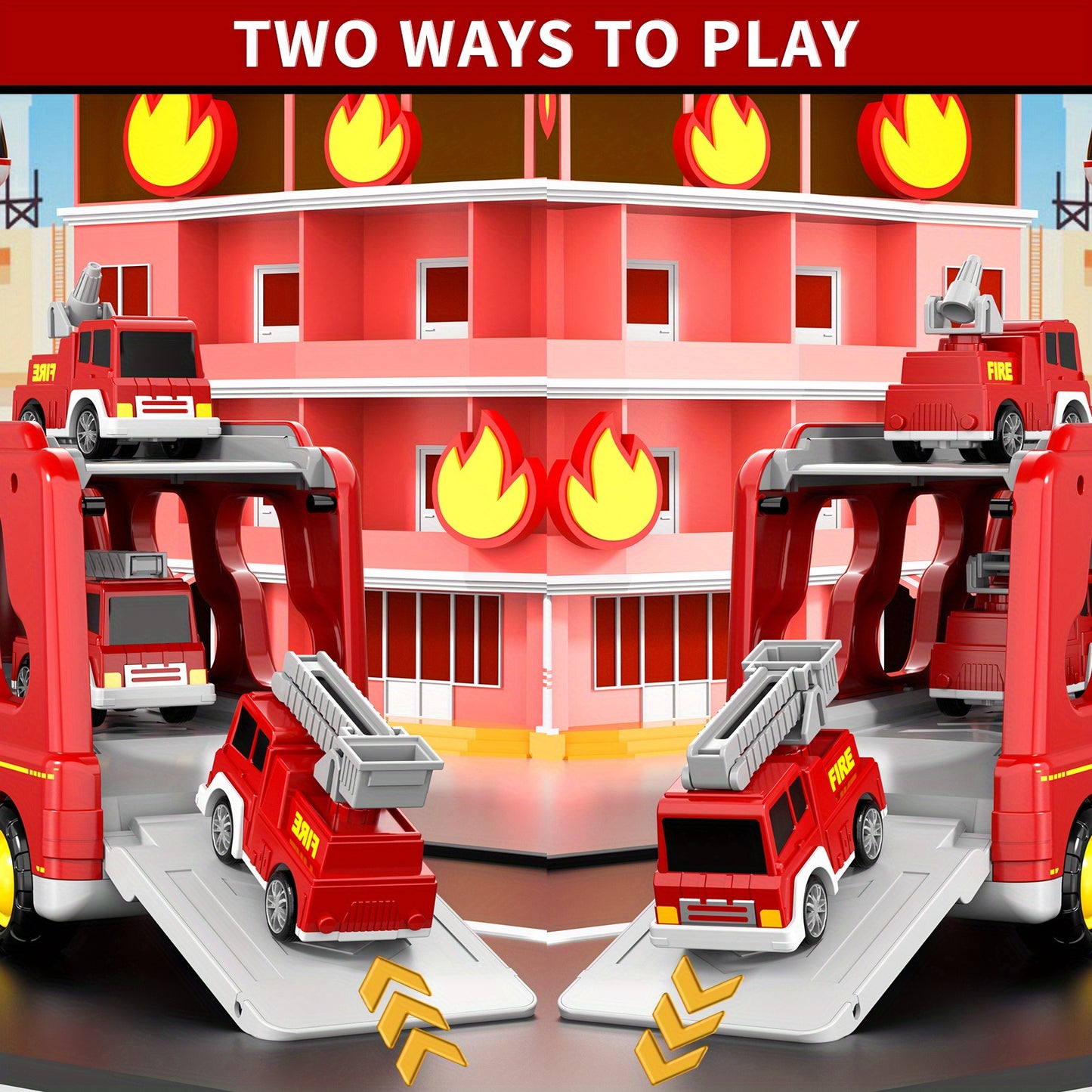 5-in-1 Fire Truck Playset with Light & Sound -