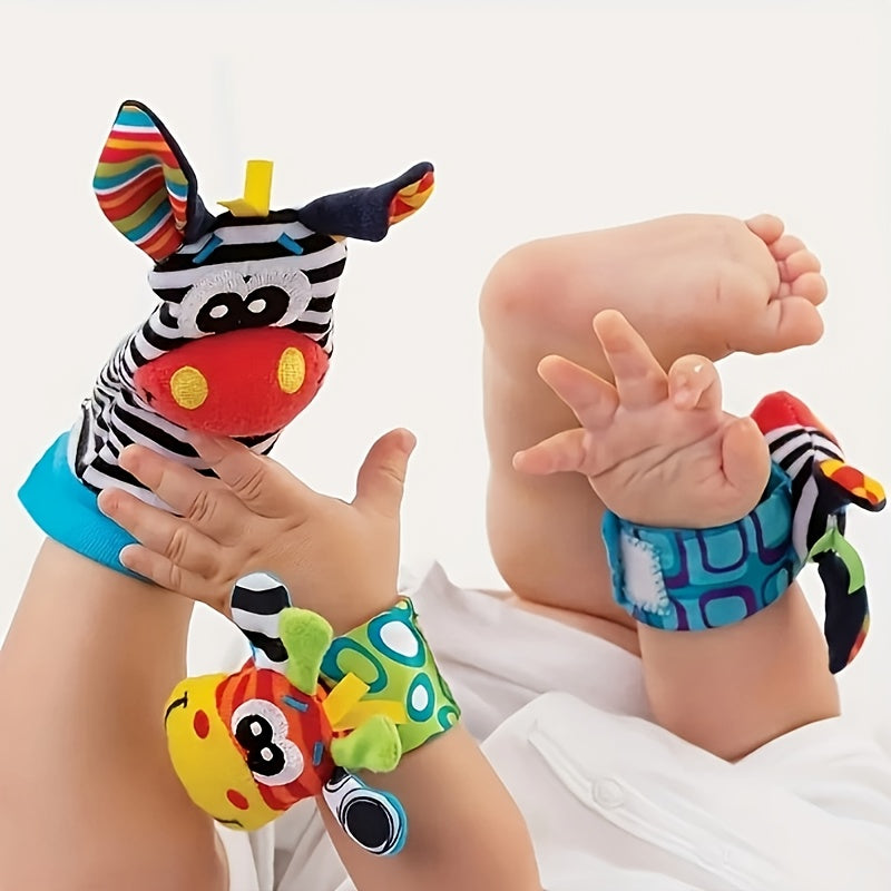 Set Baby Cartoon Animal Wrist Bell Rattle Socks -