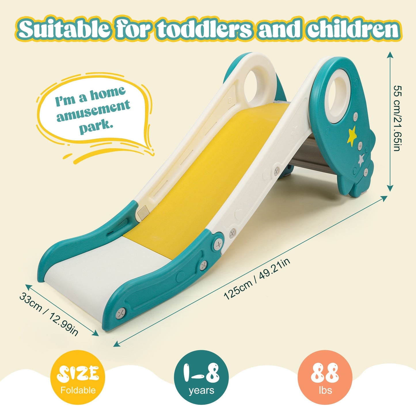 Indoor Outdoor Slide For Toddlers Age 1-3