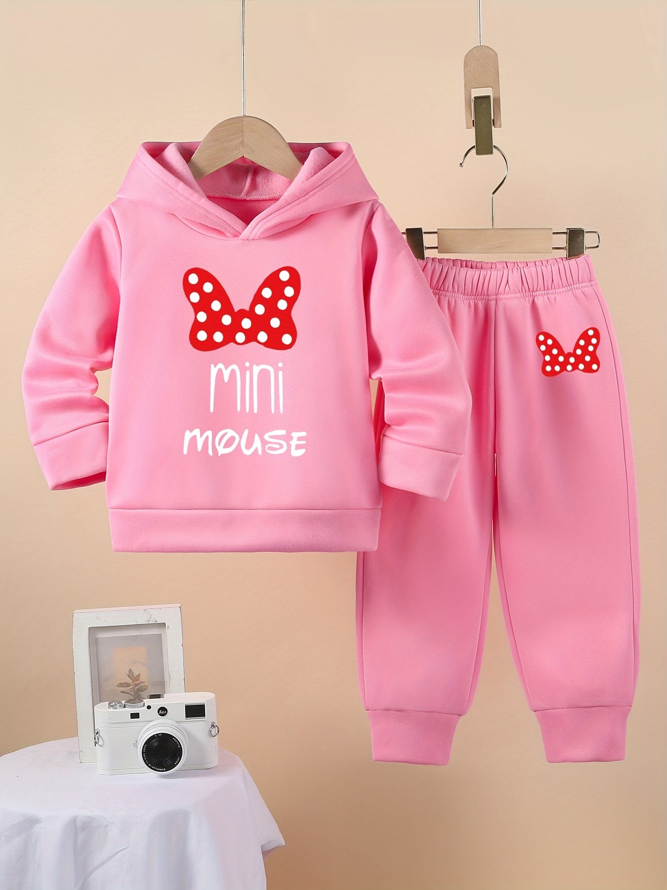 Girls 2Pcs Outfit Long Sleeve Hooded Sweatshirt & Pants Set