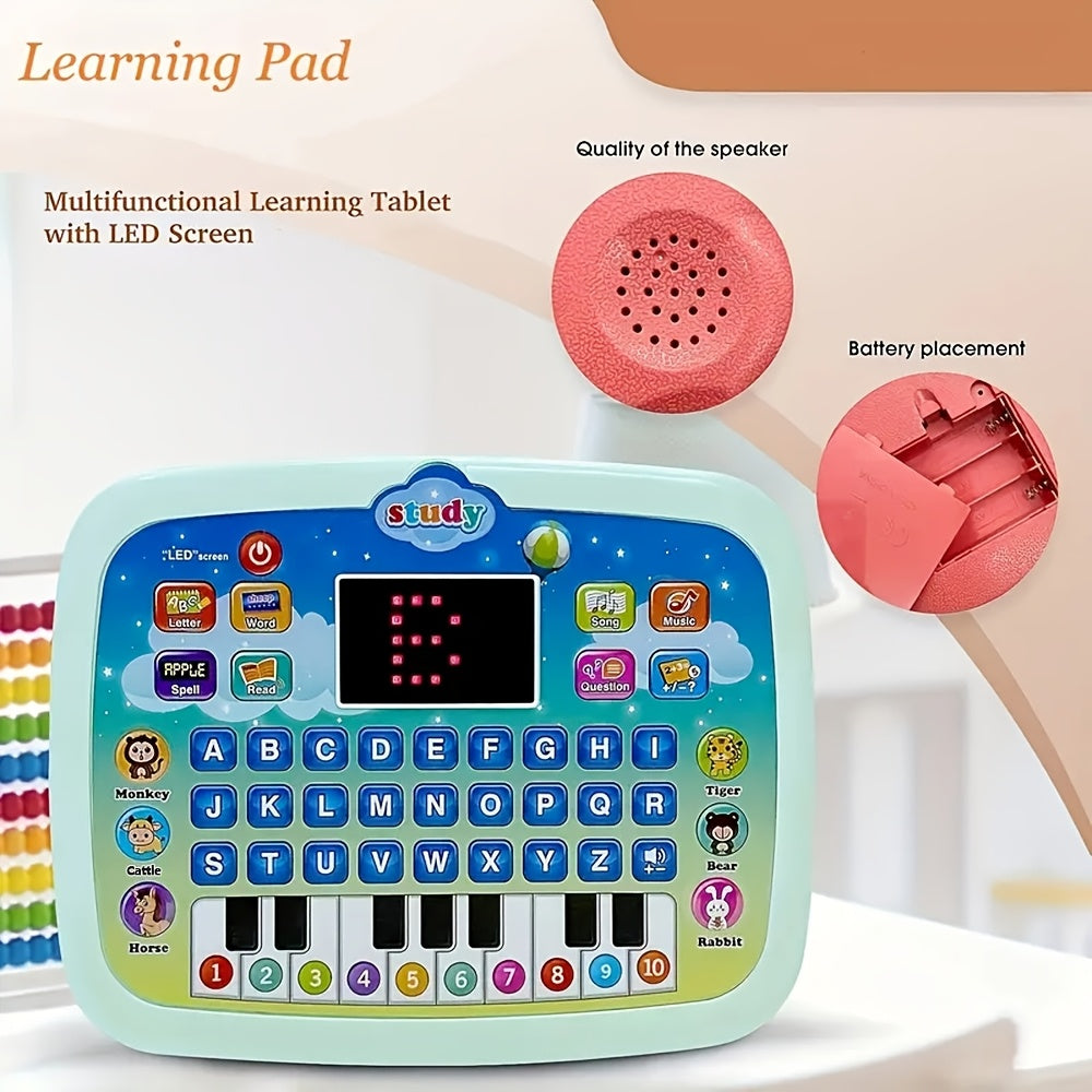 Kids Tablet Learning Pad With LED Screen Teach Alphabet Numbers Word Music Math