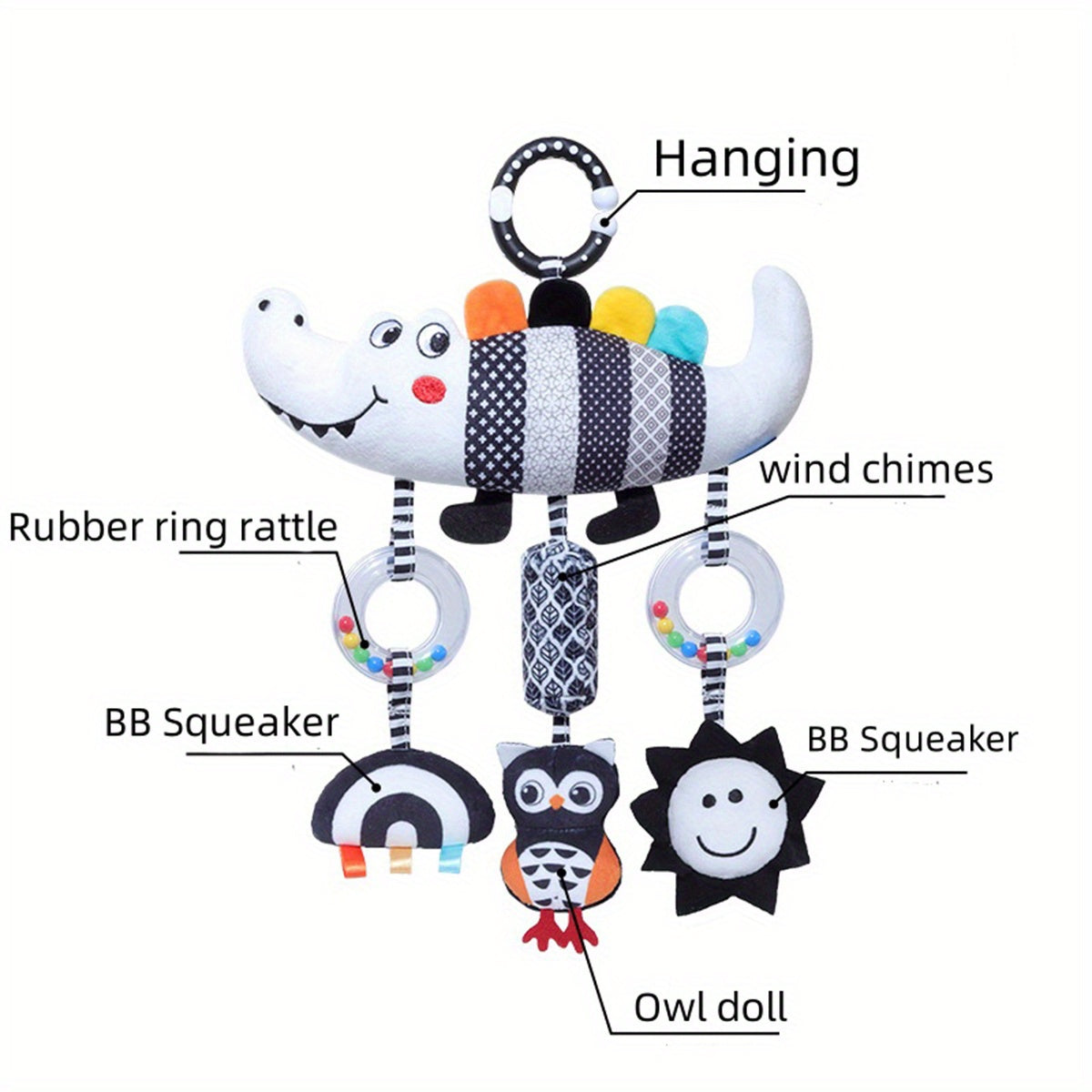Black & White Wind Chime Stroller  Bell Toy