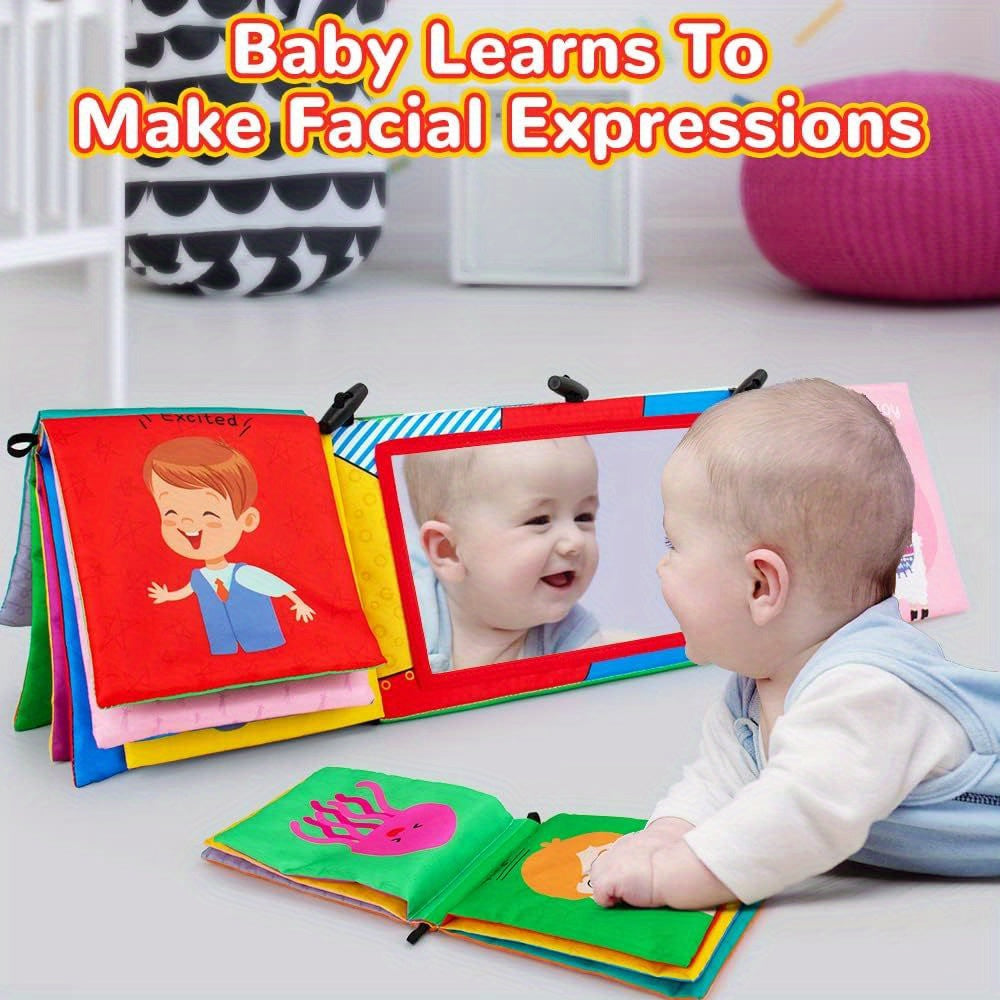 Baby Mirror Tummy Time , Cloth Books, 3D Activity Sensory Toys