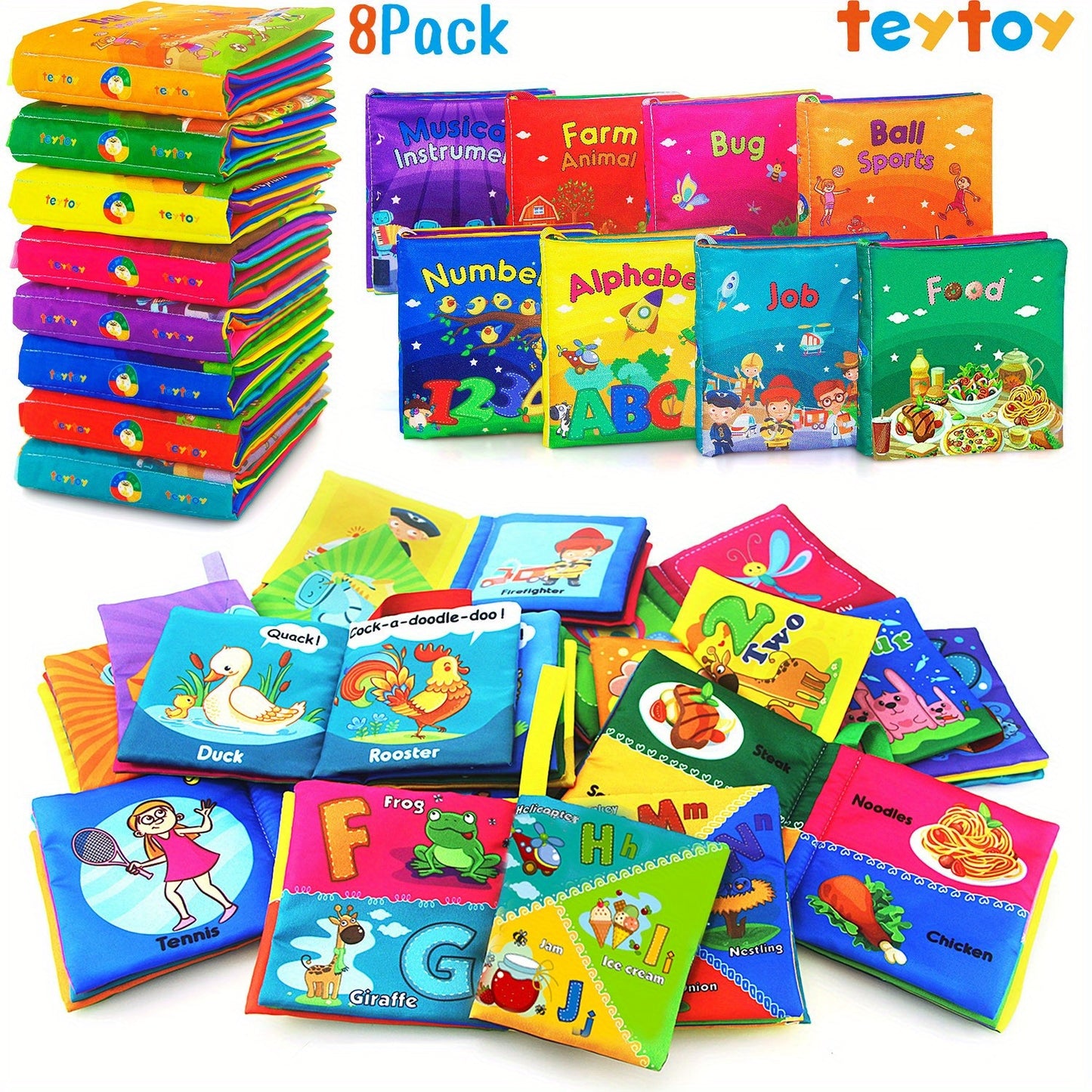 8 Pcs Early Educational  Cloth Activity Books for Infants Newborn