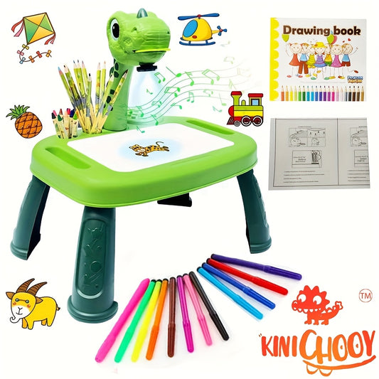 Dinosaur Painting Projector, , Includes Drawing Boards, Watercolors, Pencils, Crayons, Scrapbooks, Sticker Books, Unicorn Stickers, Stamps