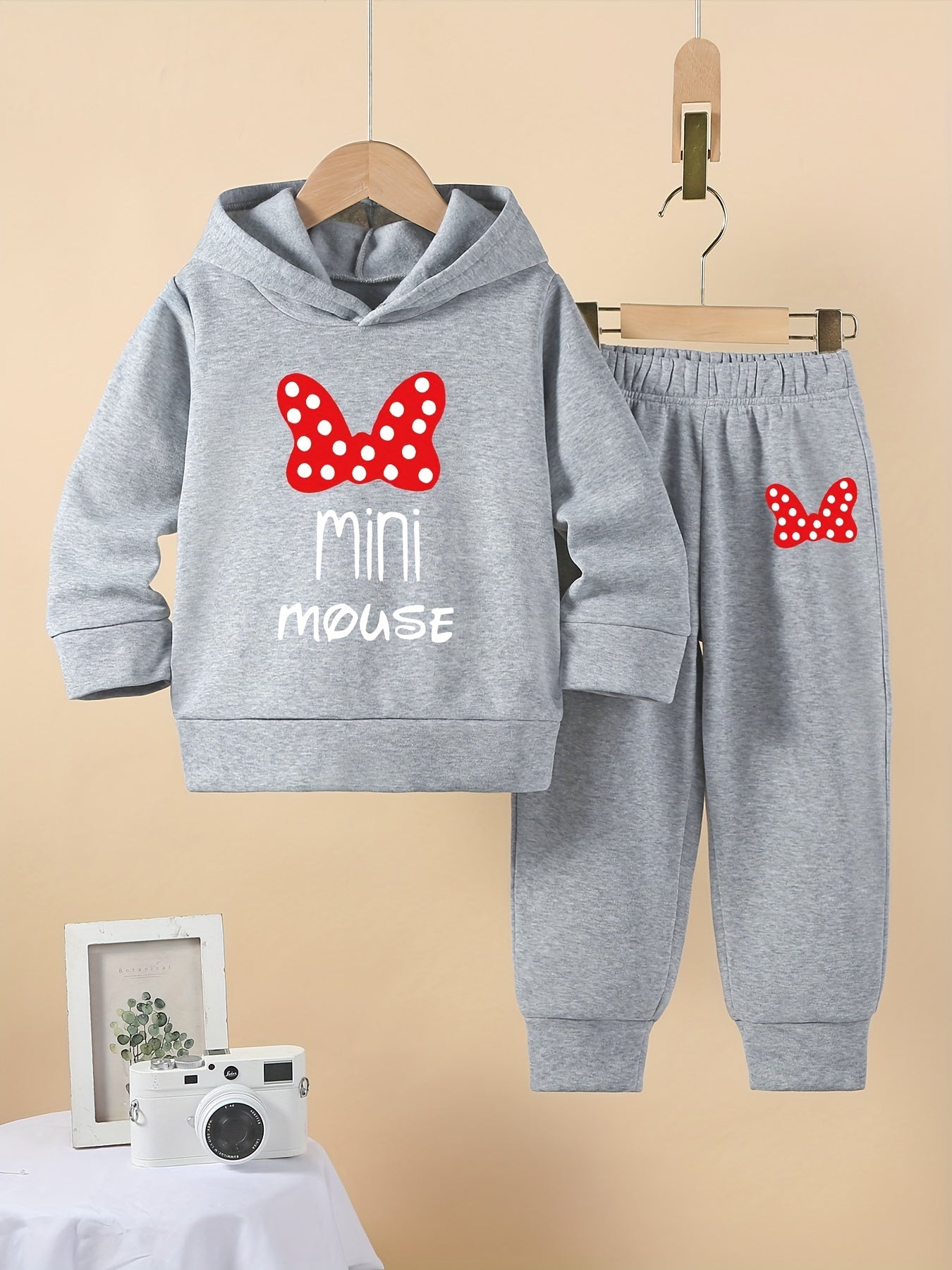 Girls 2Pcs Outfit Long Sleeve Hooded Sweatshirt & Pants Set