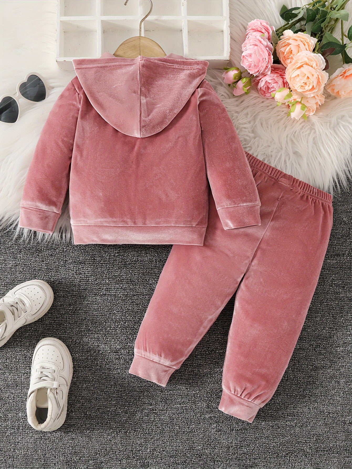 Baby Girls 2pcs Hooded Casual Long Sleeve Pants Set
