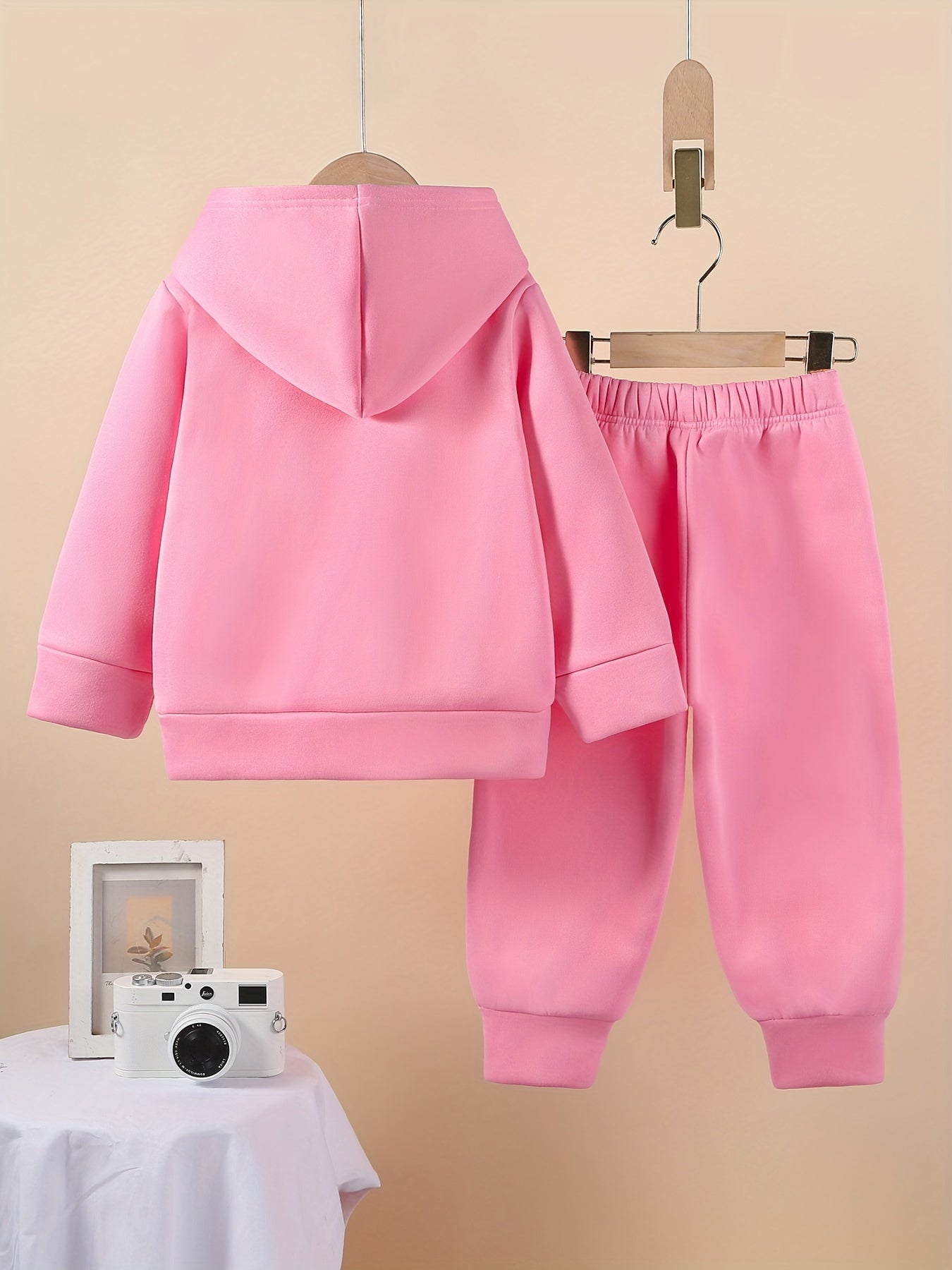 Girls 2Pcs Outfit Long Sleeve Hooded Sweatshirt & Pants Set