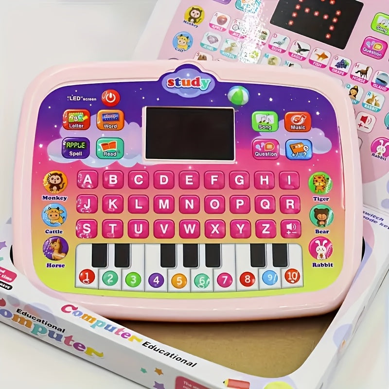 Kids Tablet Learning Pad With LED Screen Teach Alphabet Numbers Word Music Math