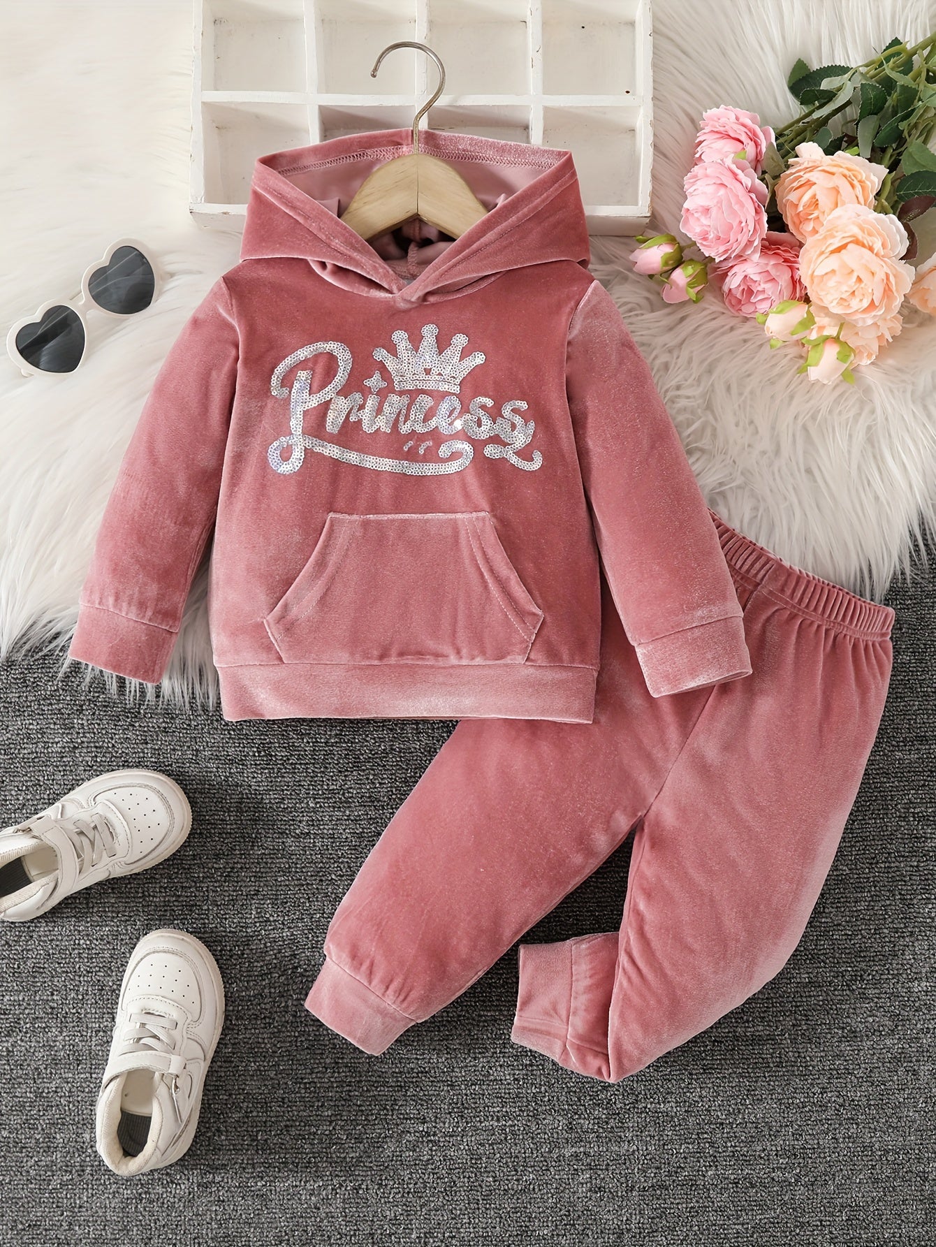 Baby Girls 2pcs Hooded Casual Long Sleeve Pants Set