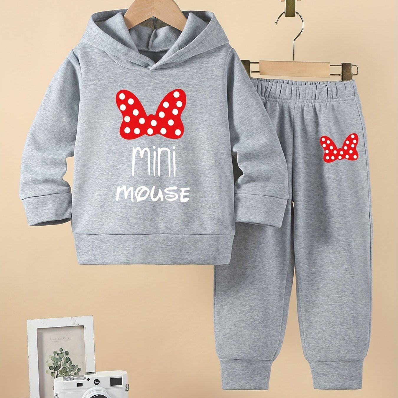 Girls 2Pcs Outfit Long Sleeve Hooded Sweatshirt & Pants Set