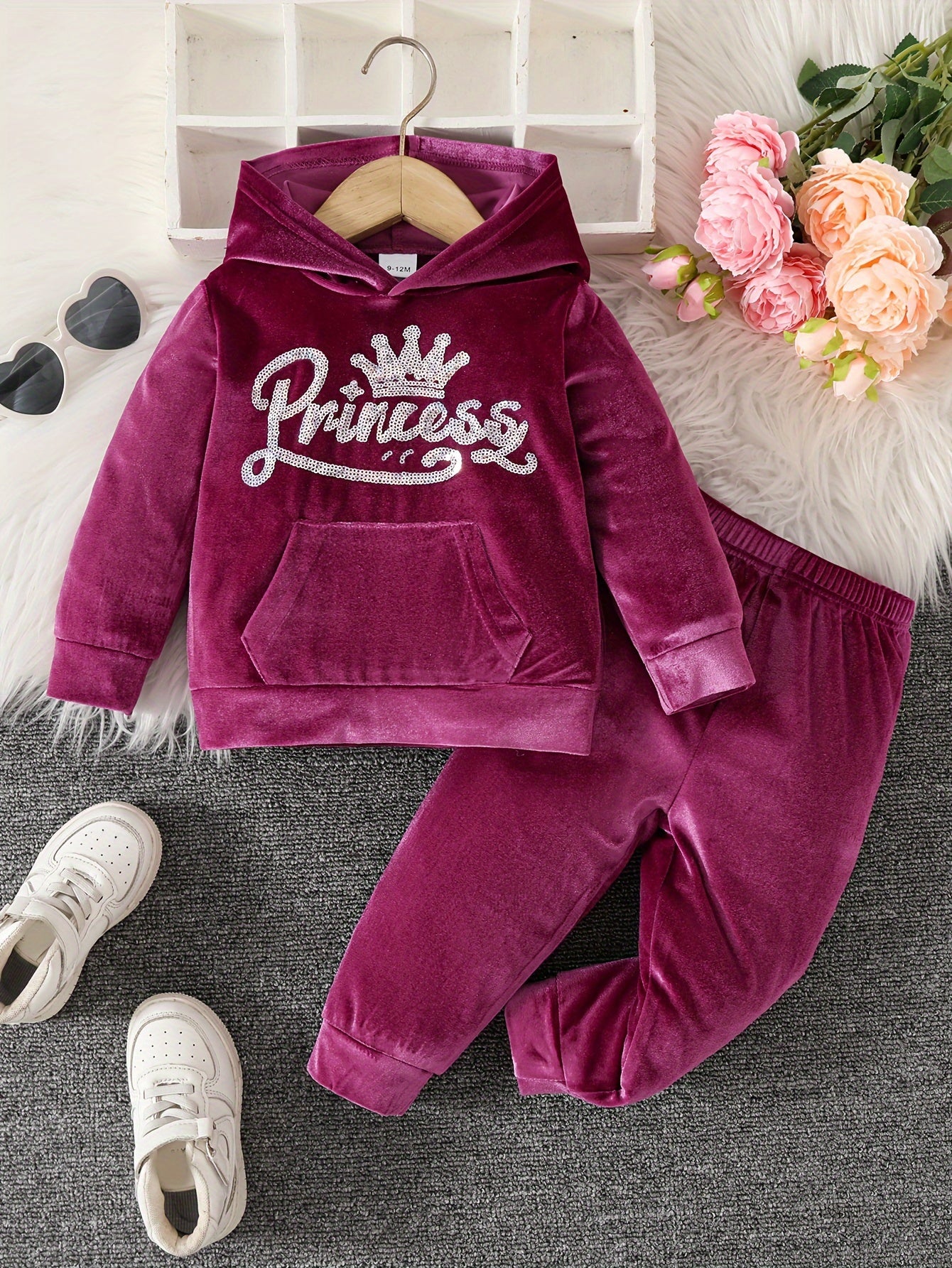 Baby Girls 2pcs Hooded Casual Long Sleeve Pants Set