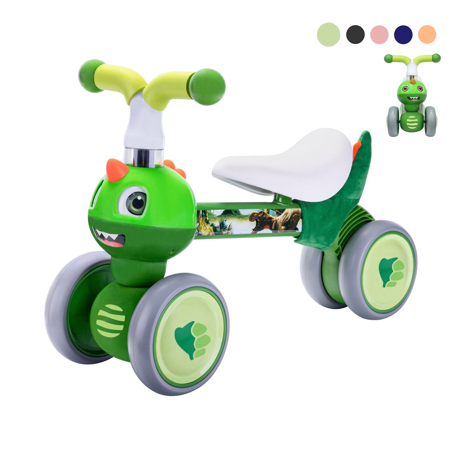 Baby Balance Bike With 4 Wheels,  12-36 Months