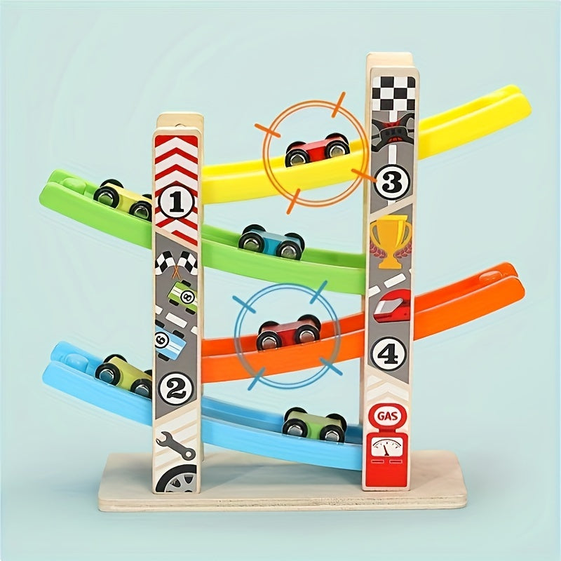 Wooden Car Ramp Racer Vehicle Set