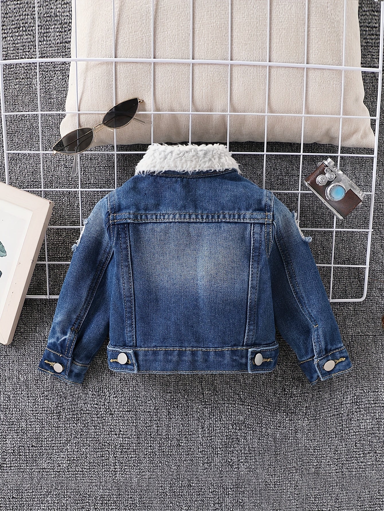 Cotton Denim Jacket With Fleece Lining