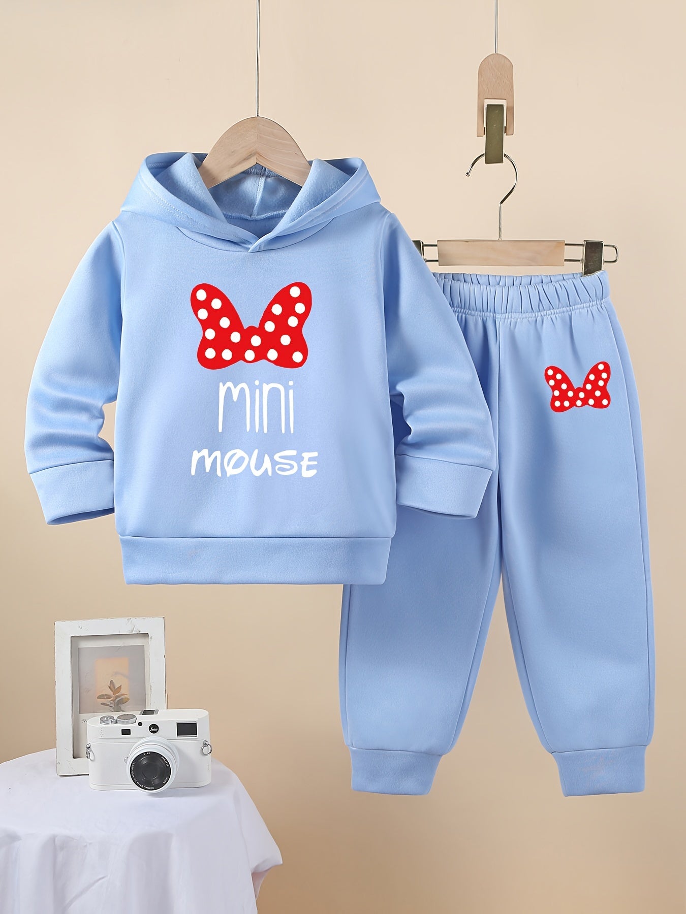 Girls 2Pcs Outfit Long Sleeve Hooded Sweatshirt & Pants Set