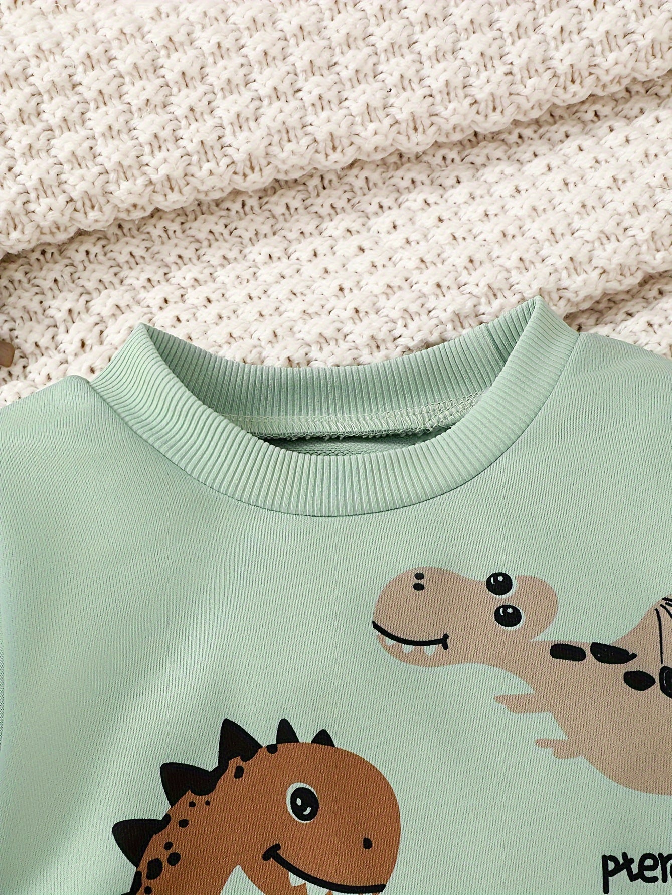 2pcs Baby's Cartoon Dinosaur Print Sweatshirt & Casual Jeans,