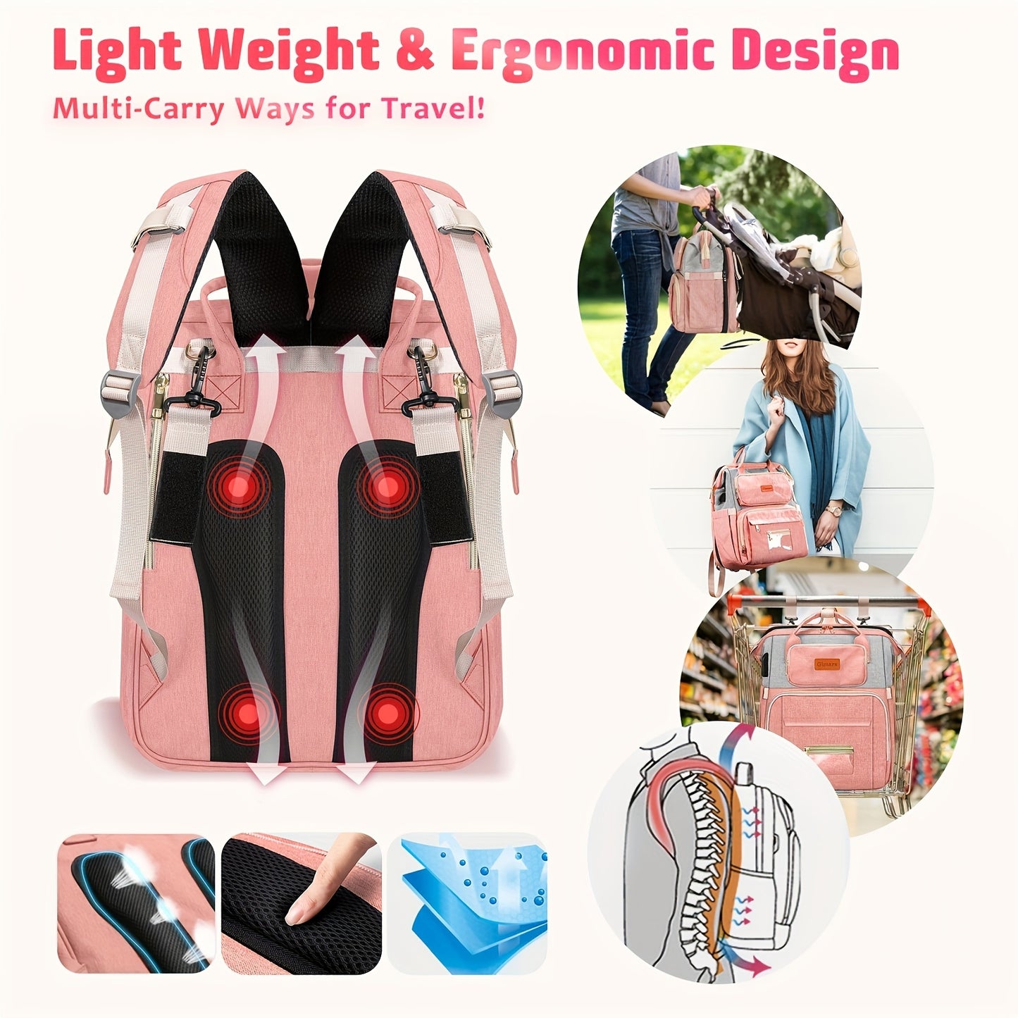 Diaper Bag Backpack, Multifunctional Portable Travel Bags,