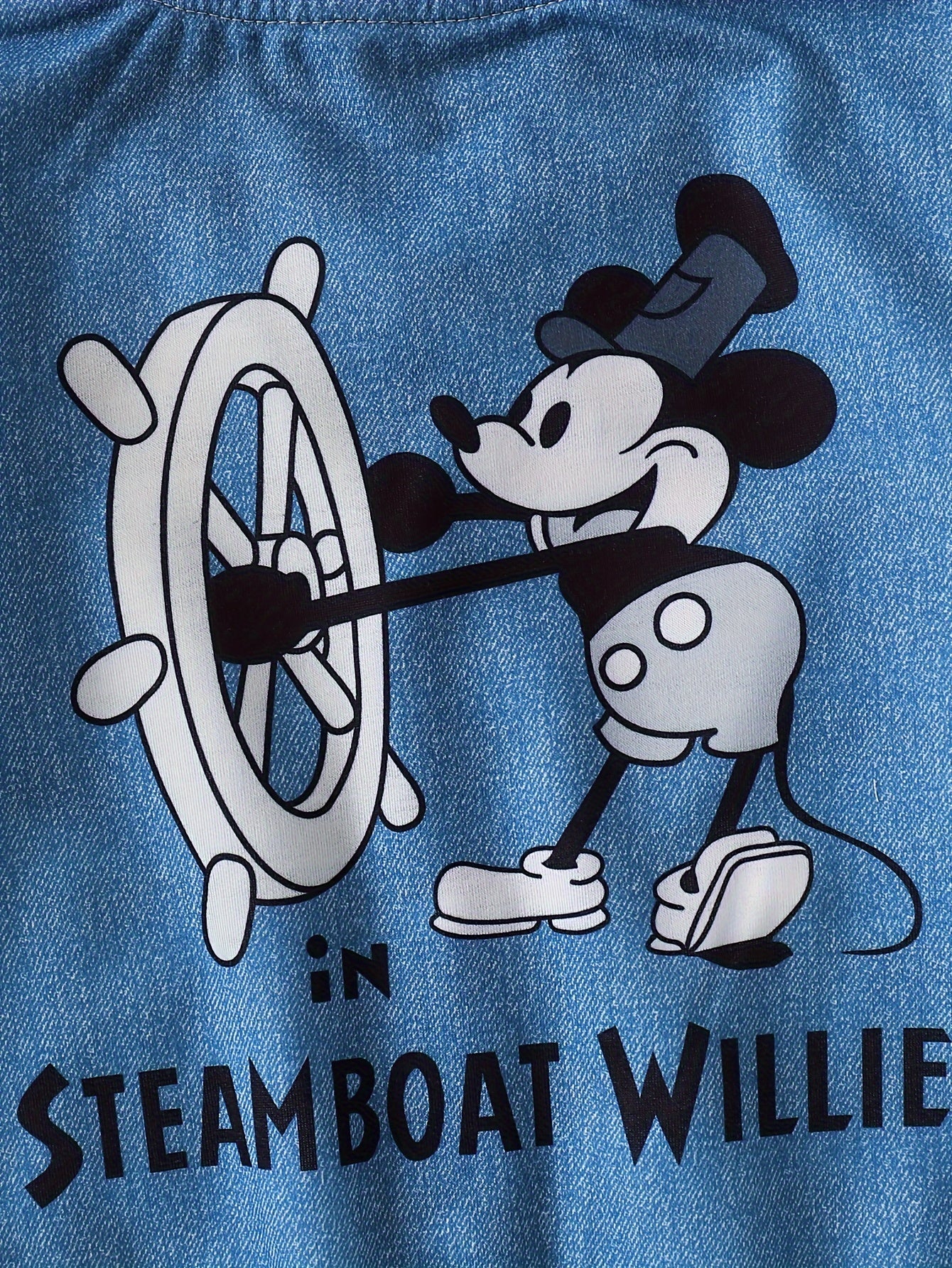 Denim Jacket with Mickey Mouse Steamboat Willie Print