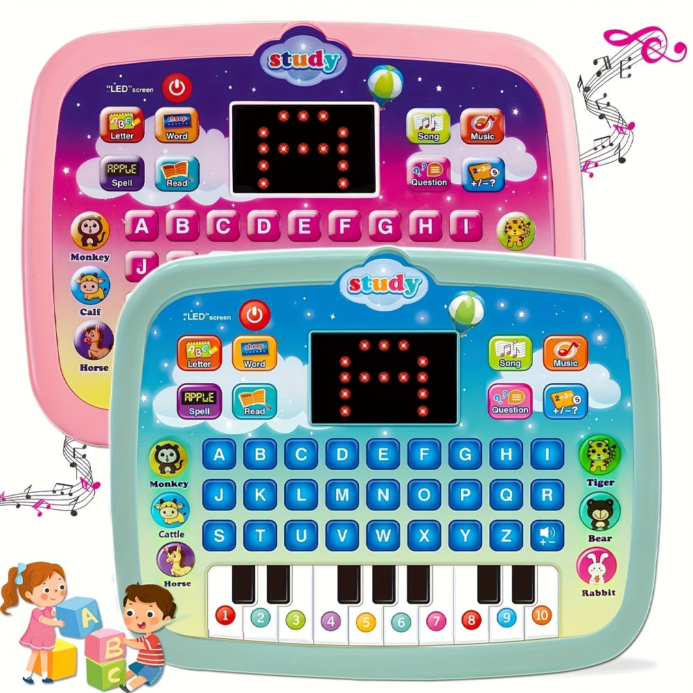 Kids Tablet Learning Pad With LED Screen Teach Alphabet Numbers Word Music Math