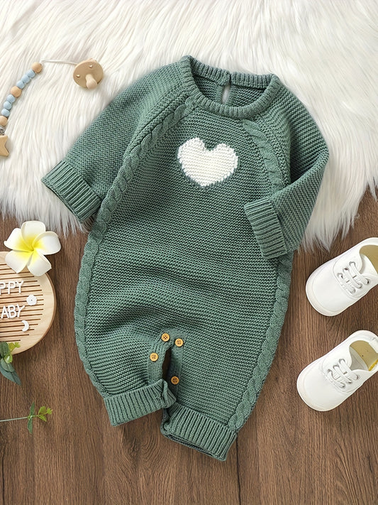 Baby Boy's Heart Jacquard Cable Knit Bodysuit,