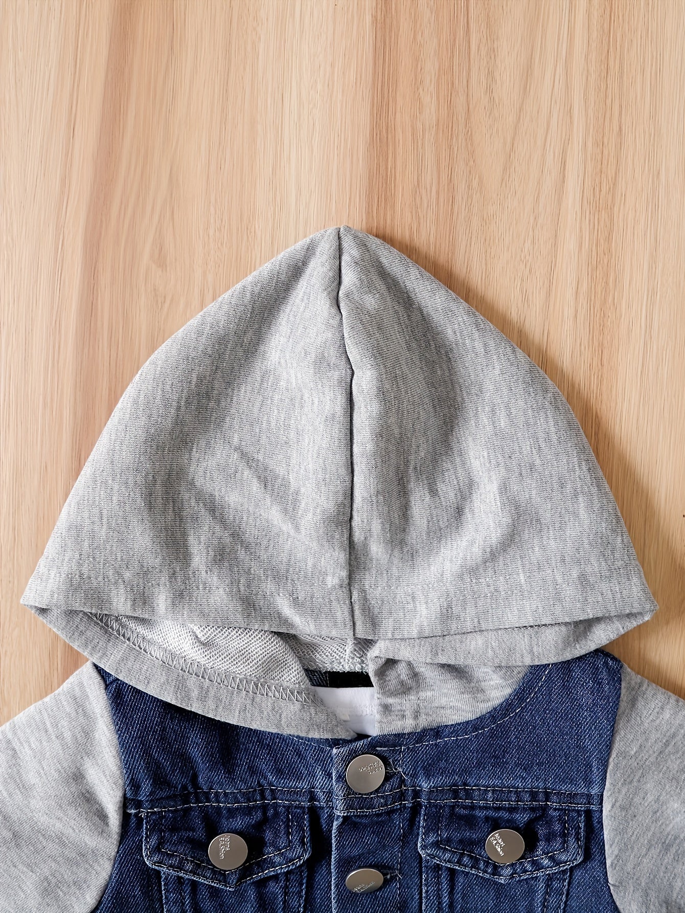 Baby's Hooded Denim Jacket With Front Pockets