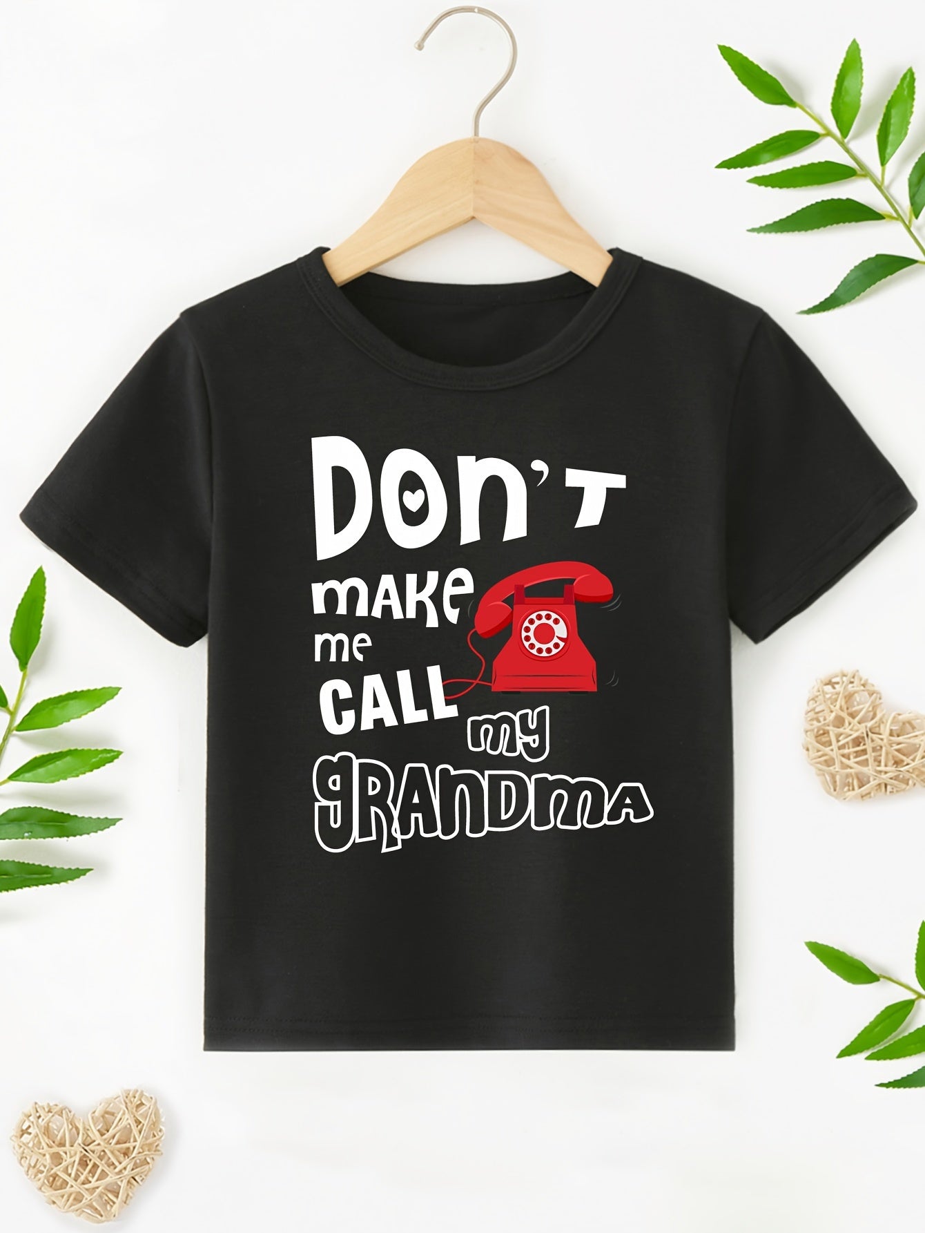 Boys' 'Don't Make Me Call My Grandma' Fun Cartoon Telephone Graphic Tee -