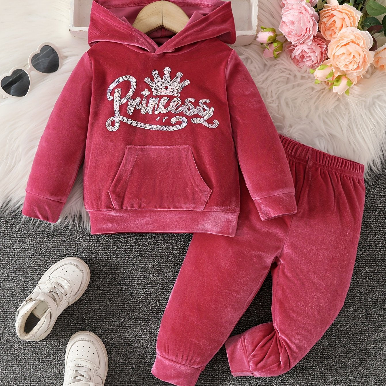 Baby Girls 2pcs Hooded Casual Long Sleeve Pants Set