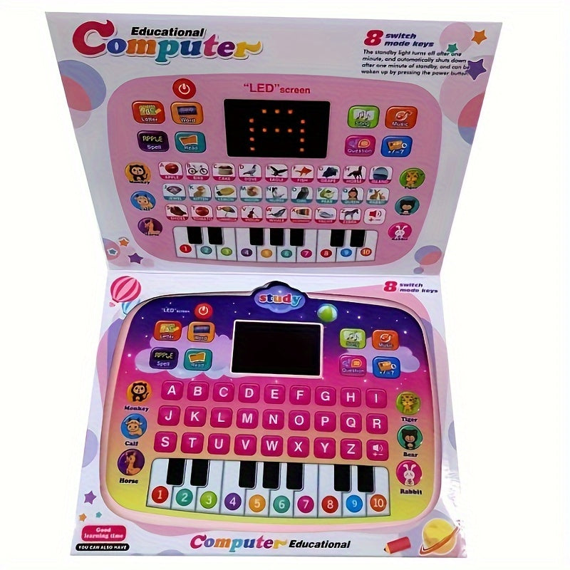 Kids Tablet Learning Pad With LED Screen Teach Alphabet Numbers Word Music Math