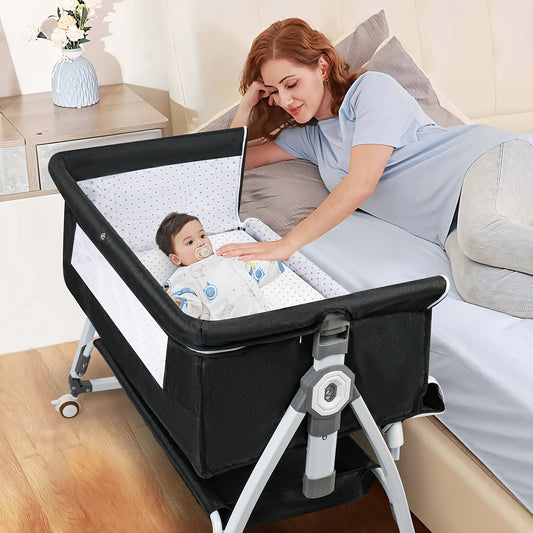 3 in 1 Bassinets Bedside Sleeper Bedside Bassinet with Wheels and Storage Basket,