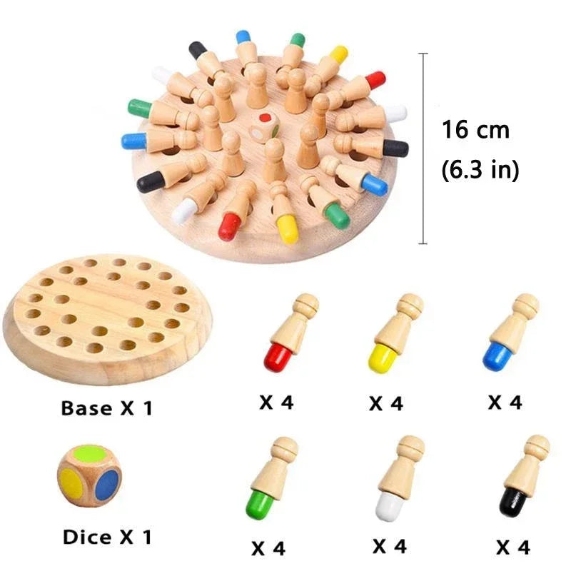 Kids Montessori Wooden Board Games Memory Match Chess Game