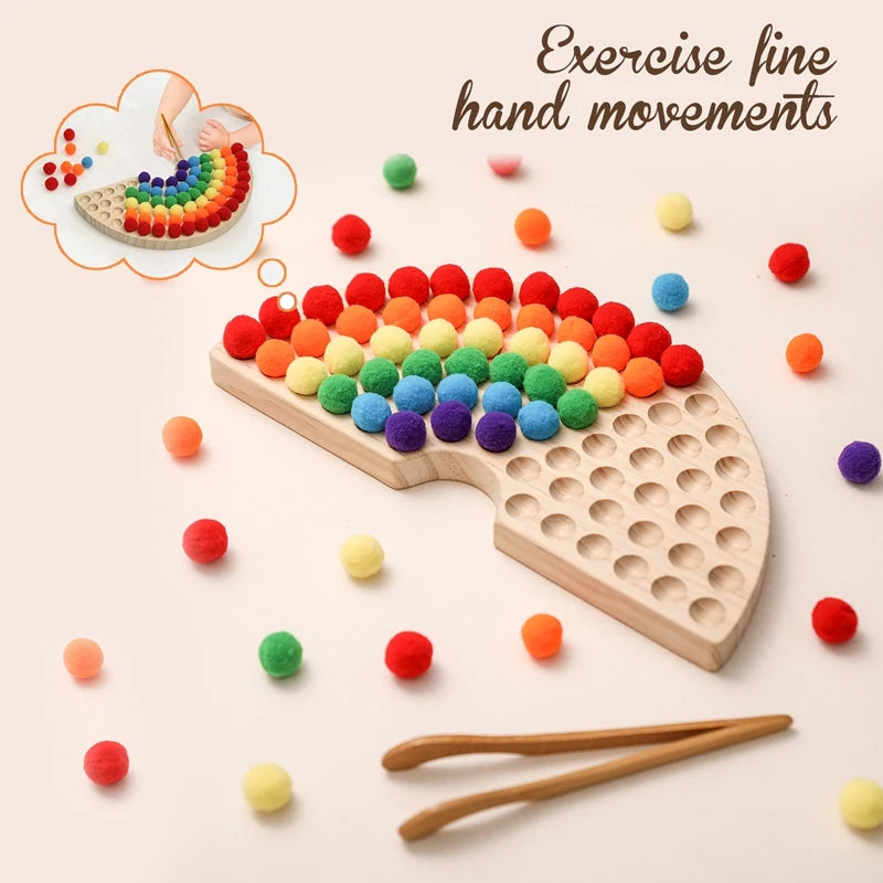 Rainbow Wooden Montessori Peg Board