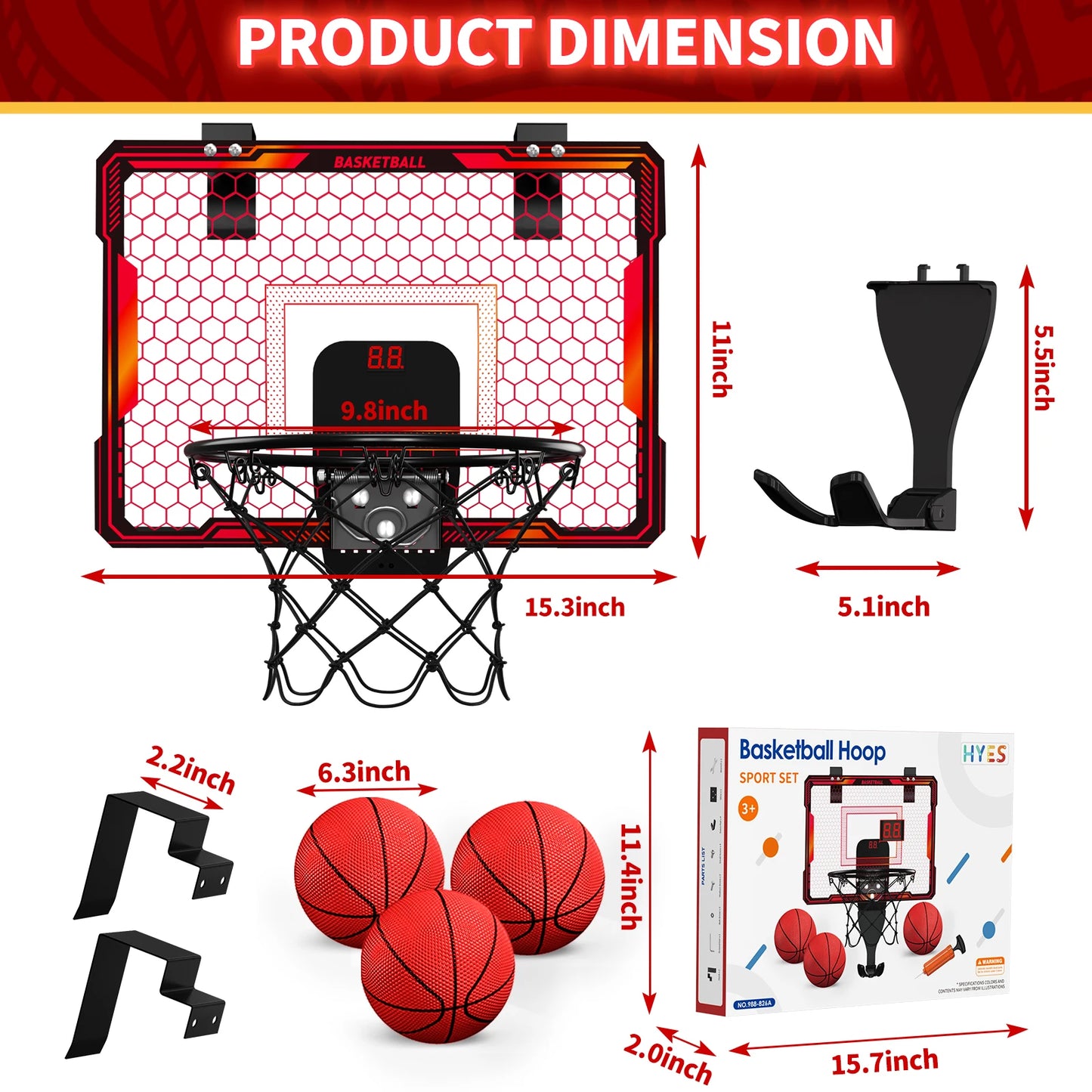 Remote Control Basketball Hoop Indoor with 7 LED Lighting,