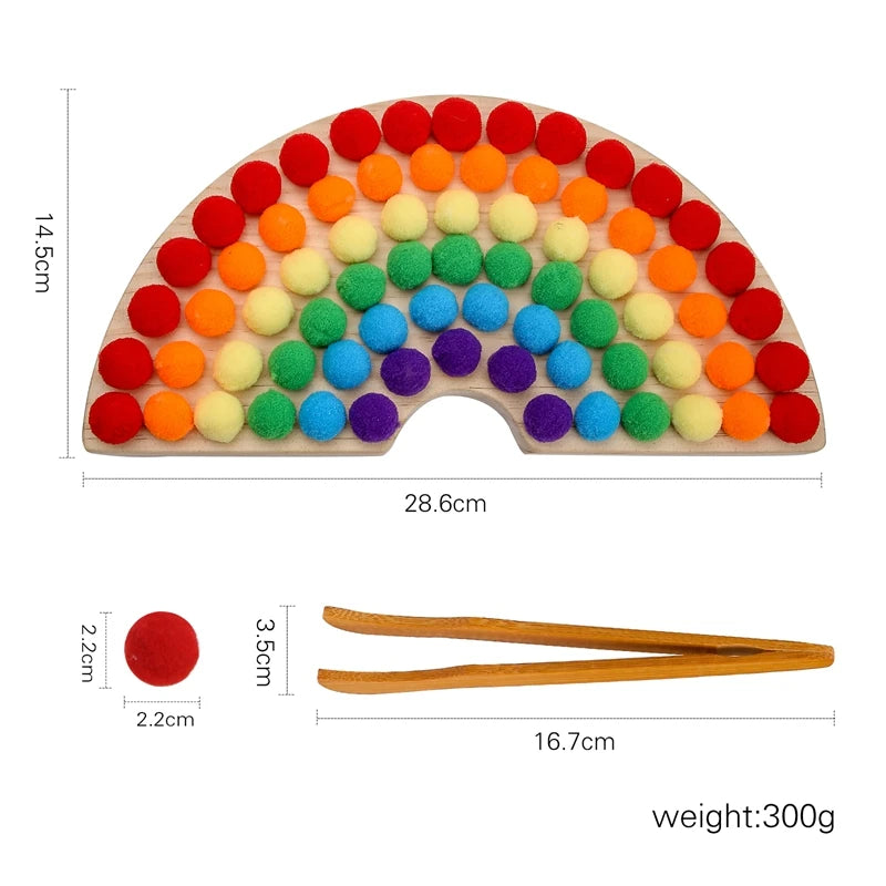 Rainbow Wooden Montessori Peg Board