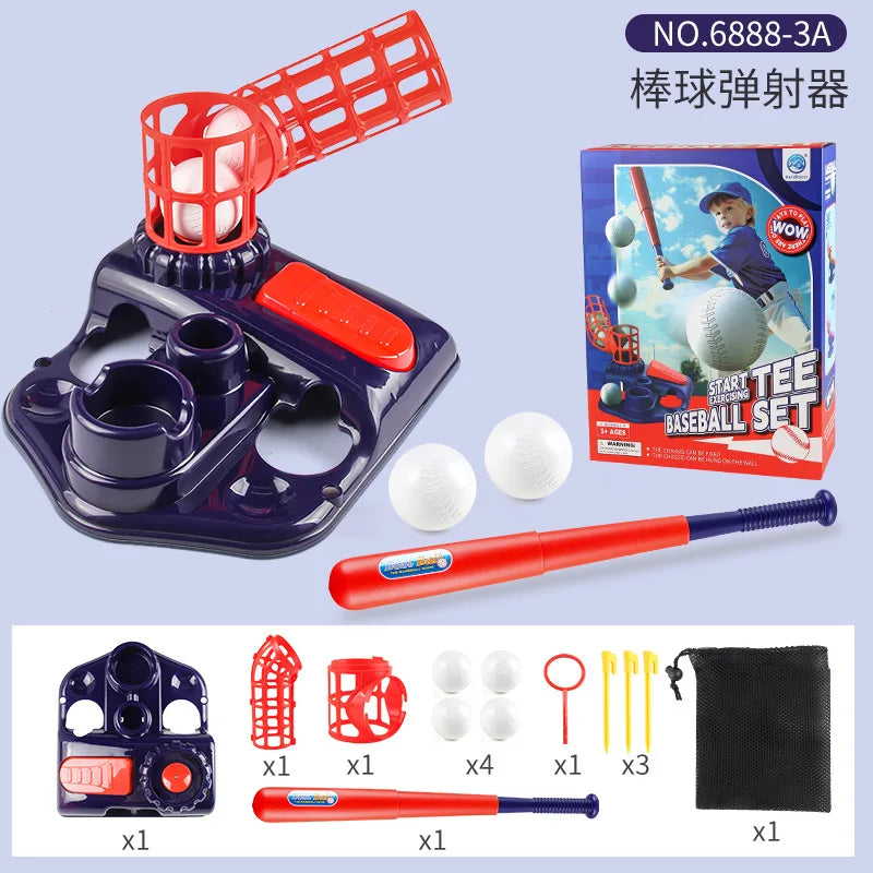 3 in 1 T Ball Set for Kids Baseball with Hanging Tee/Standing Tee/Automatic Launcher/6 Softballs Indoor Outdoor Sport Gifts Toys