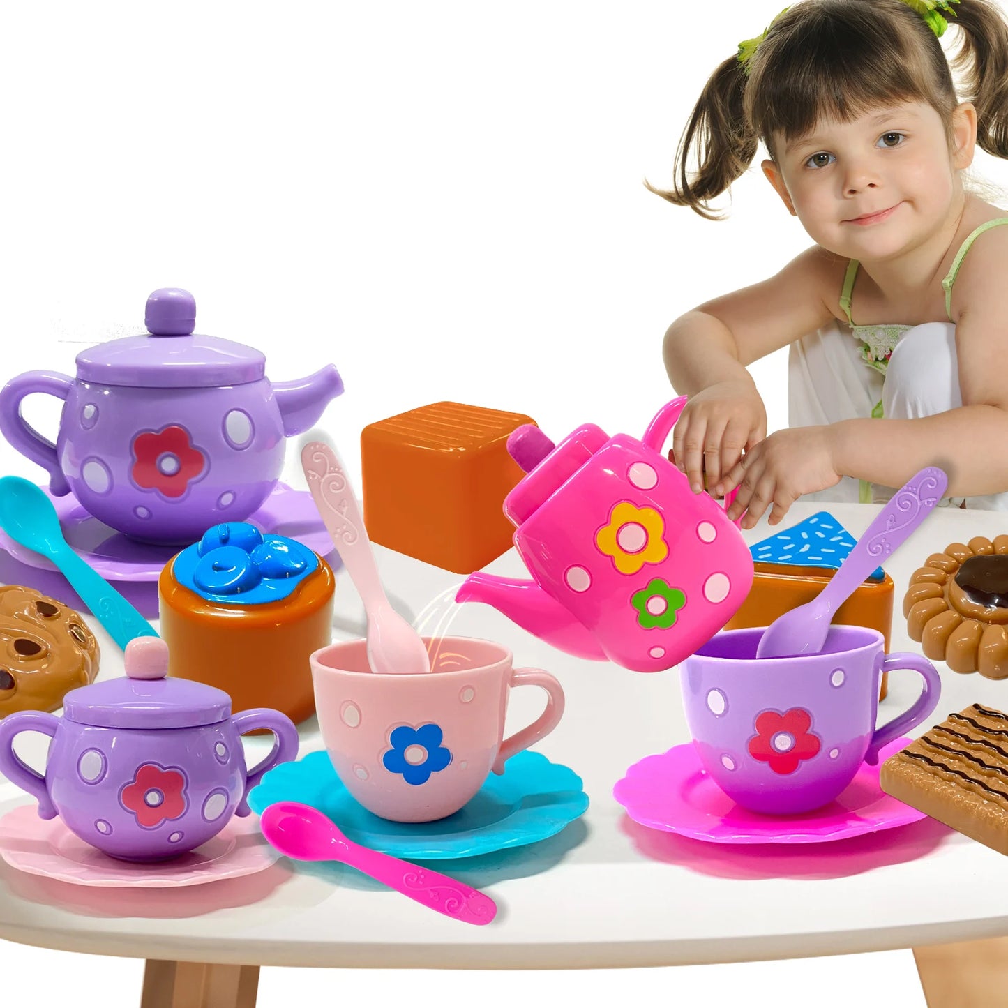 Tea Party Set, Including Kettle, Cookies, Play Food,