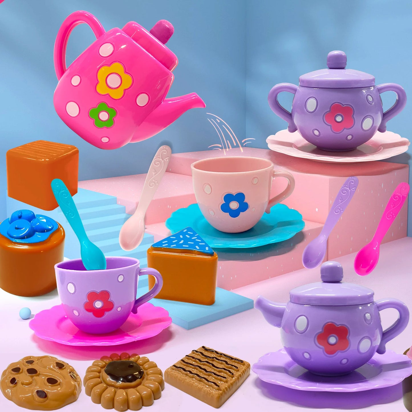 Tea Party Set, Including Kettle, Cookies, Play Food,