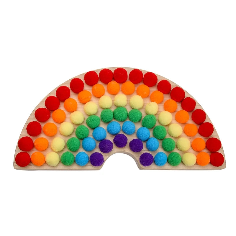 Rainbow Wooden Montessori Peg Board