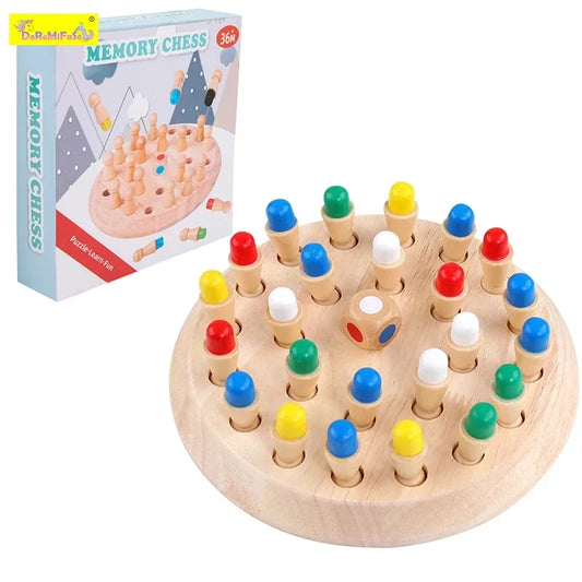 Kids Montessori Wooden Board Games Memory Match Chess Game