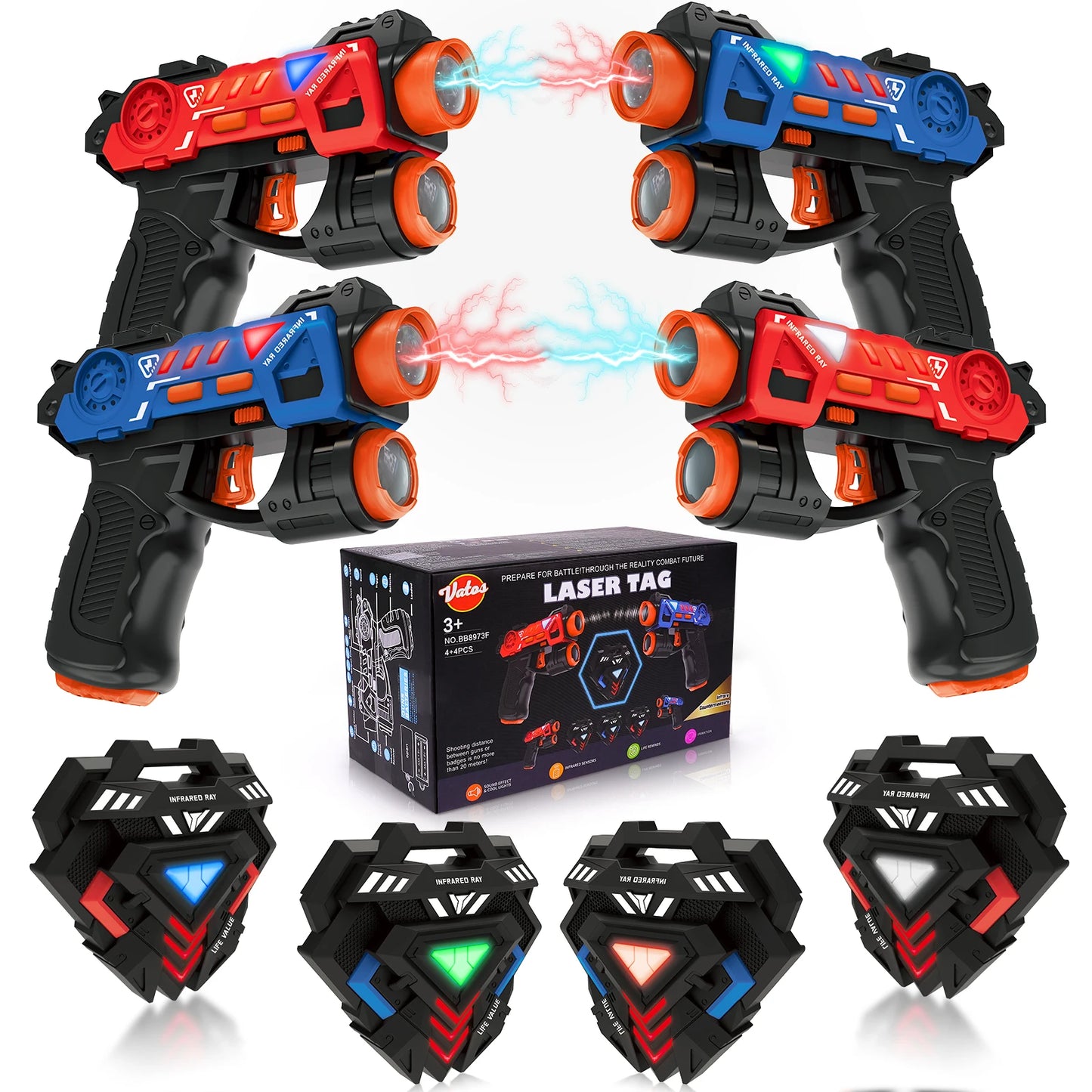 VATOS Laser Tag Guns Set 2x Infrared Mini Laser Tag Blaster for Kids