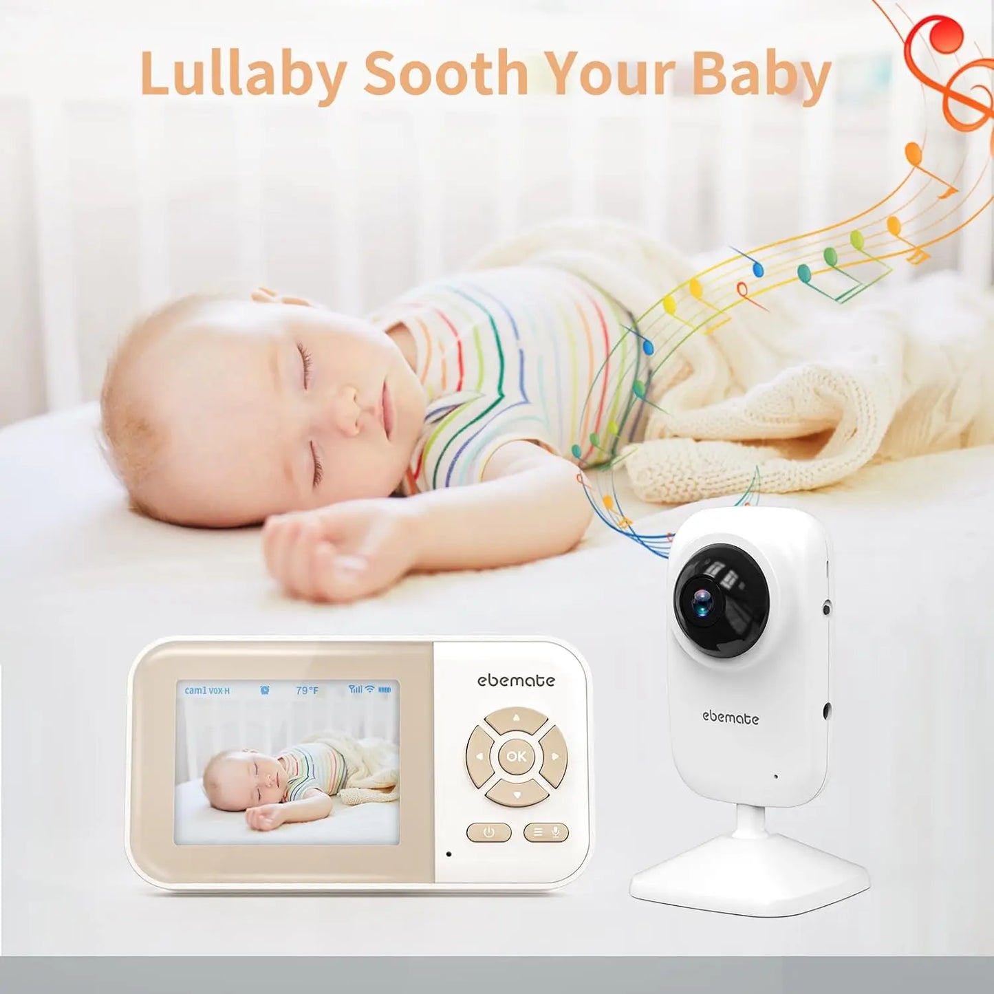 Video Baby Monitor with 2 Cameras, night vision,2-Way Talk Audio