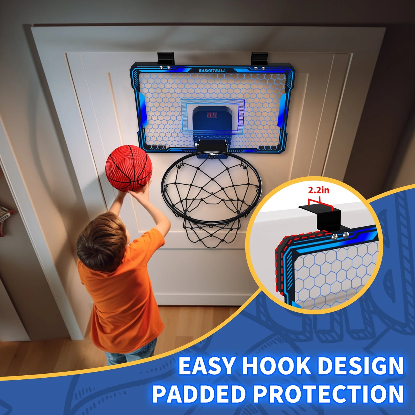 Remote Control Basketball Hoop Indoor with 7 LED Lighting,