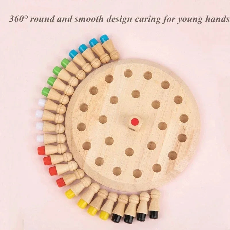 Kids Montessori Wooden Board Games Memory Match Chess Game