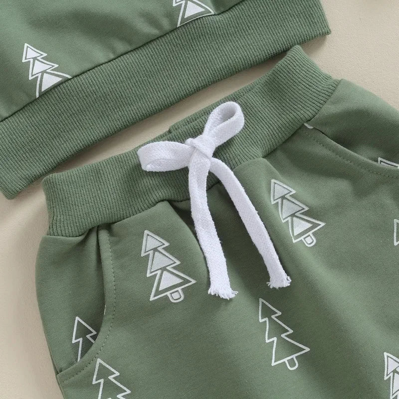 Christmas Tree Sweatshirt Top and Bottom Set