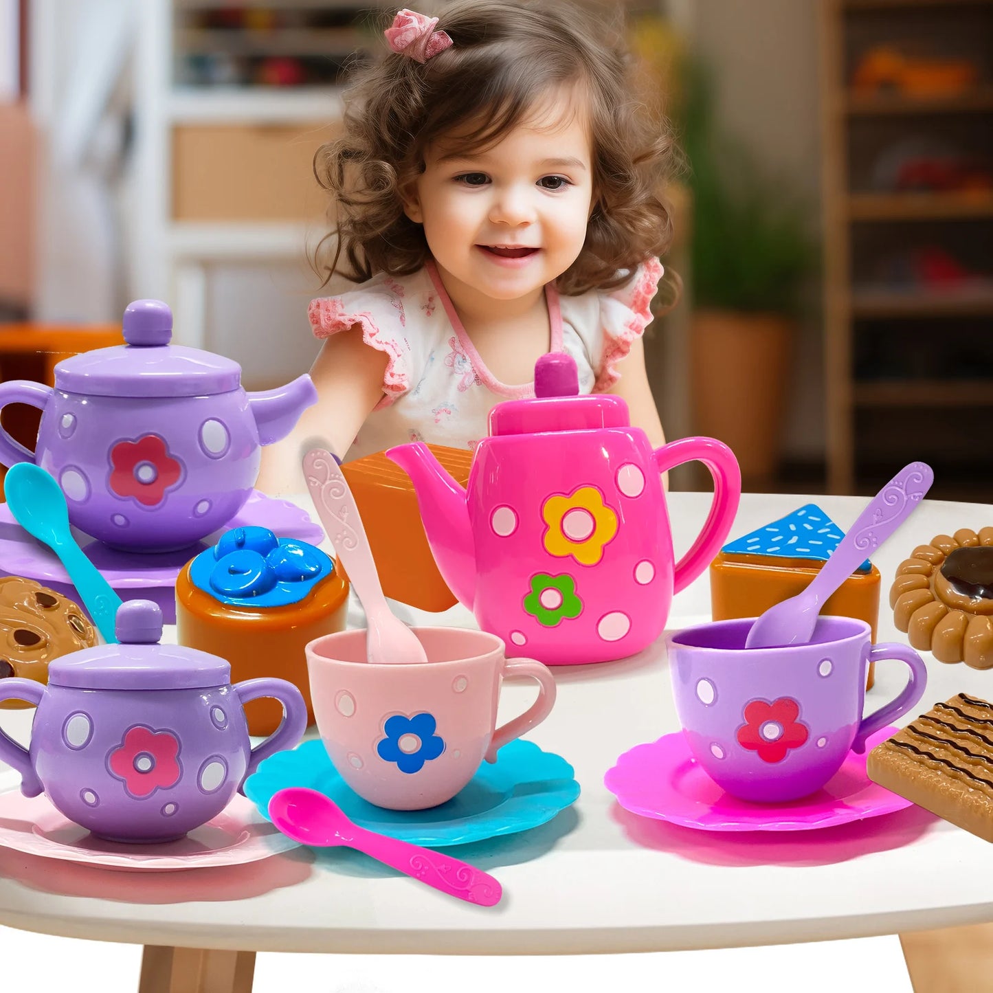 Tea Party Set, Including Kettle, Cookies, Play Food,